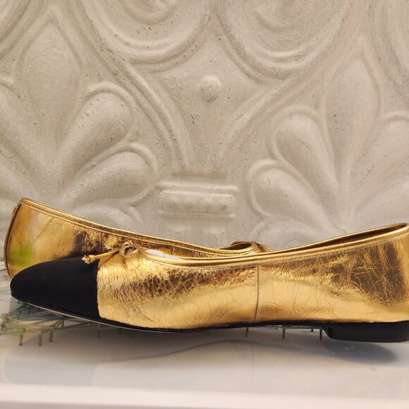 Sam Edelman Leather "Marley" Gold/Black Ballet Flats. NIB. Size 9.5 - Picture 6 of 11